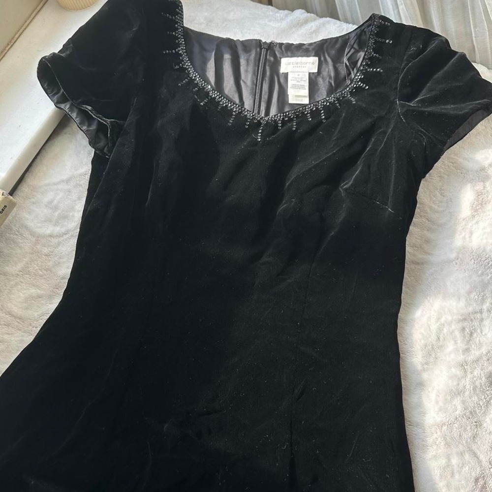 Goth Black Velvet Beaded Dress Timeless